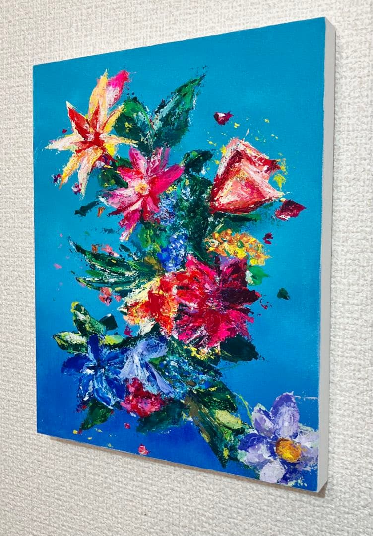 原画　花　静物画　絵画　アクリル画　現代アート　細密画　手描き　一点物