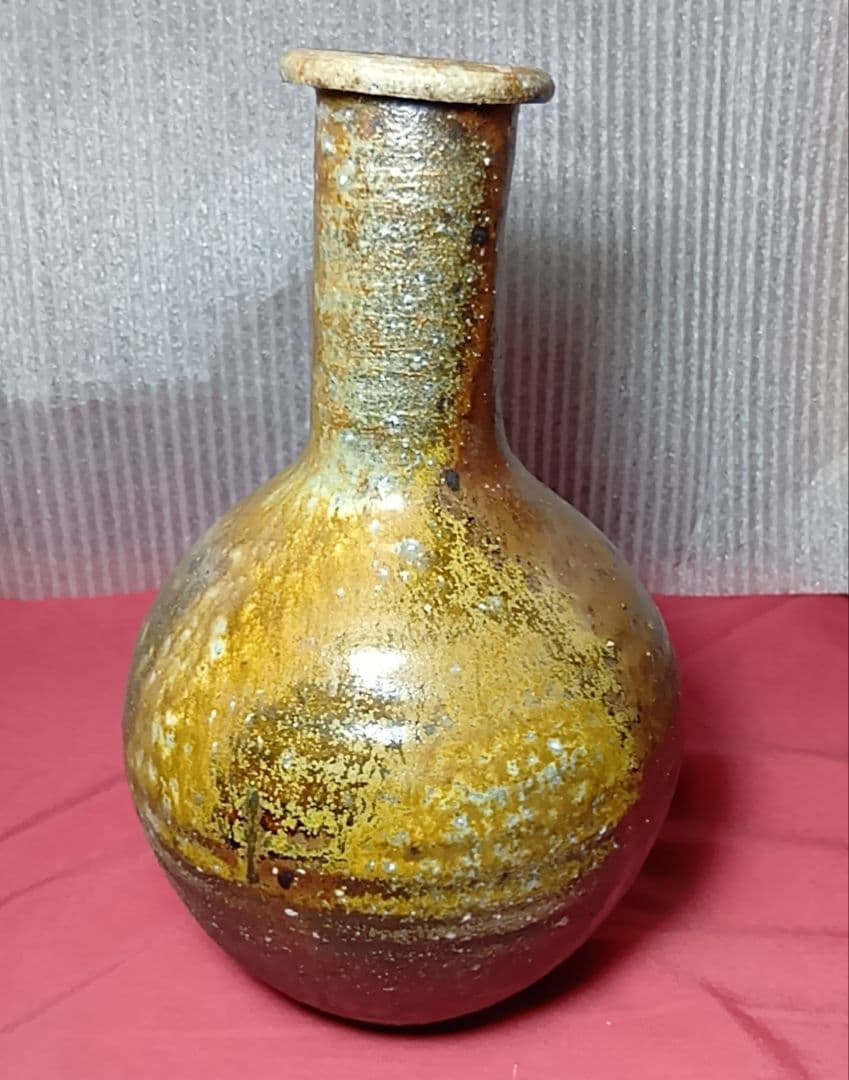 骨董品 越前平等 織田焼 左近窯 花瓶 共箱付 花器 花入 華道具 陶芸 極美品