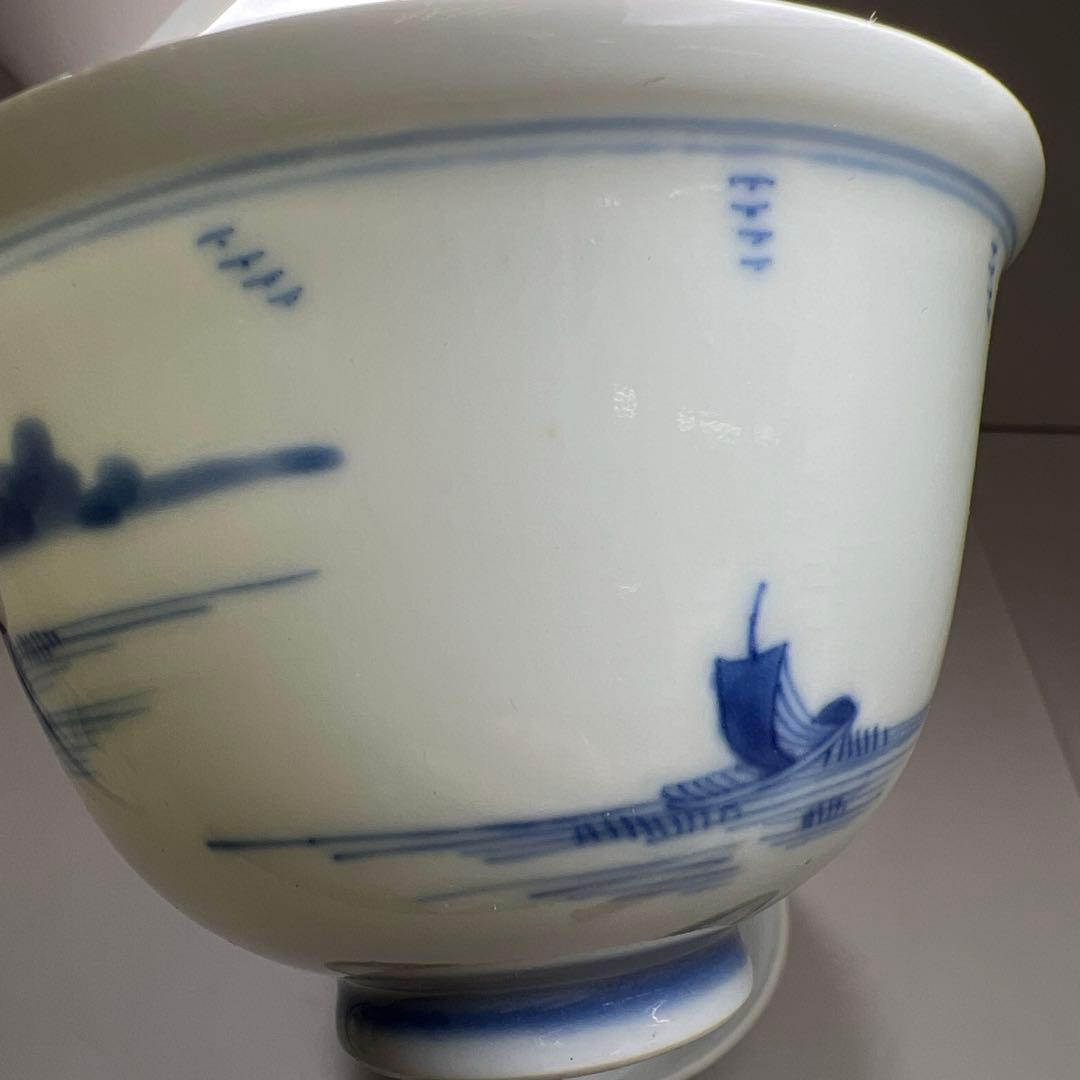 中国清時代　新渡青花蓋茶碗2客　身口径約9.5㎝　東Y8-0217☆2F