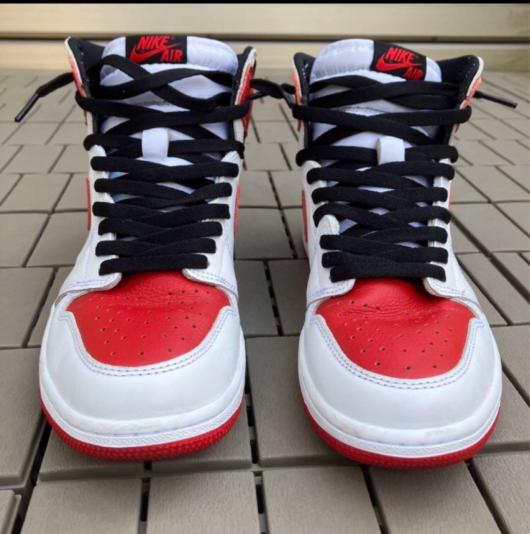 美品NIKE エアジョーダン1 High OG ヘリテージ　27.5cm 白／赤