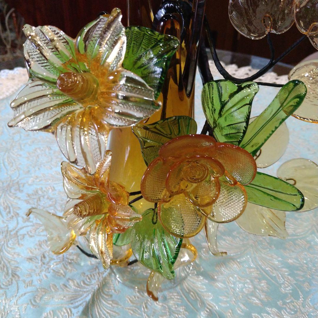 琉球ガラス　花瓶＆花