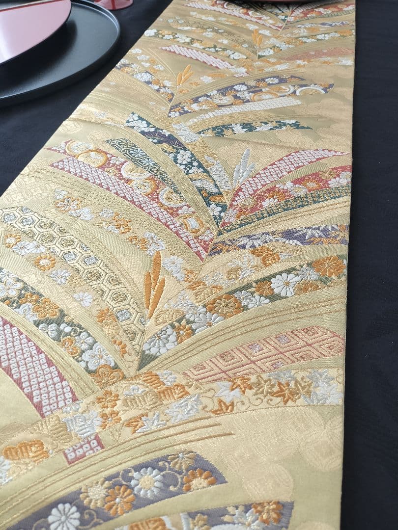 A902逸品‼️全通帯‼️泥金‼️テーブルランナー2m8cm