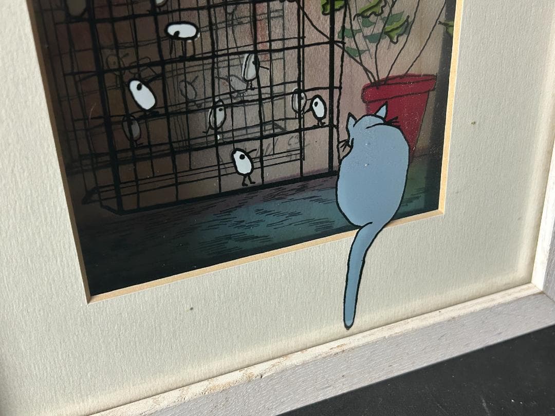 ジャン・ピエール・ウェイル「Birdcage」3Dガラス絵 額装 90