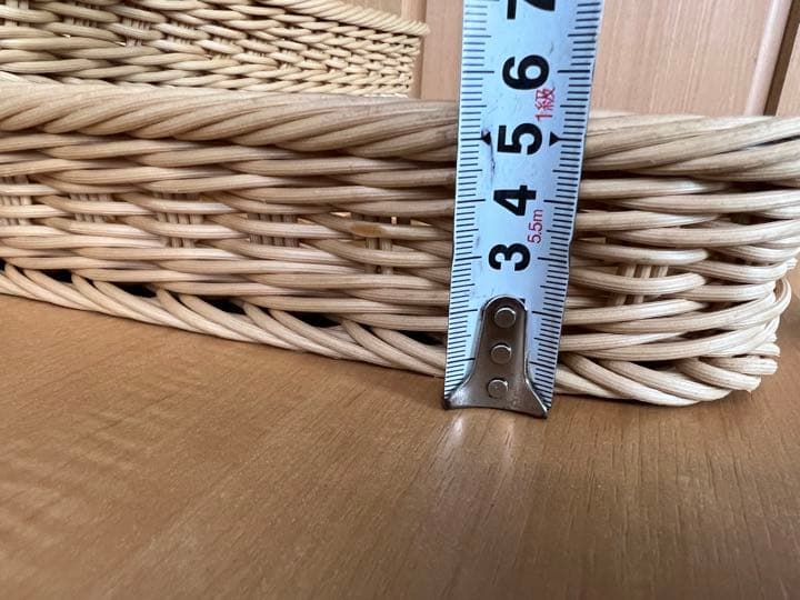 よし与工房　角浅型プラタンかご　アイボリー　４つセット③