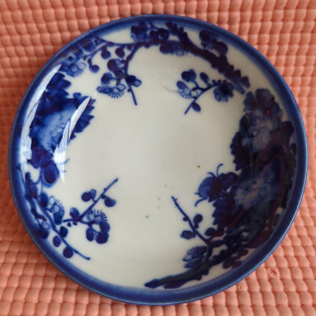 アンティーク 明治初期　古伊万里　深江製　草花図　蓋つき煮物椀