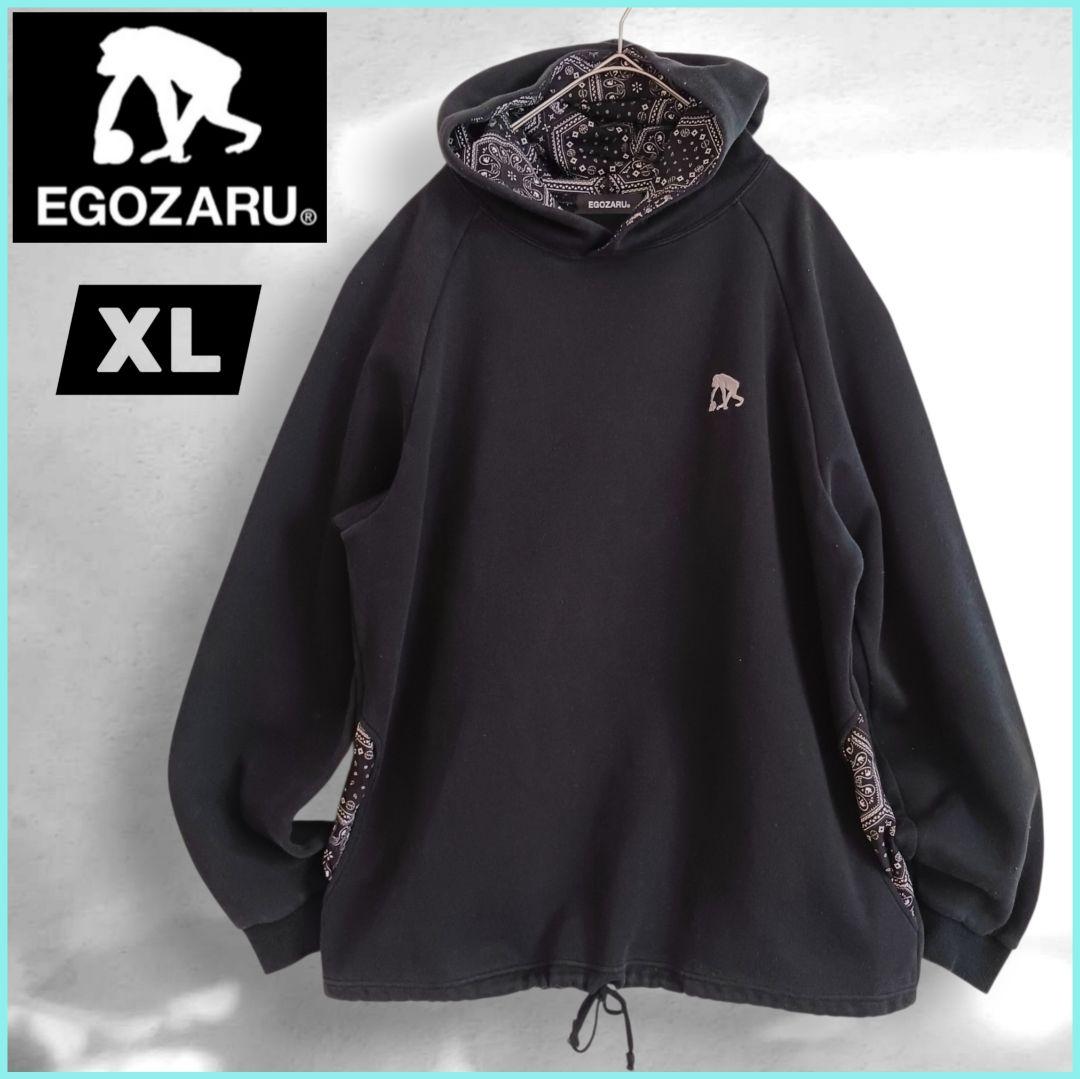 レア★EGOZARU ペイズリー パーカー 刺繍 黒 バンダナ XL 日本製