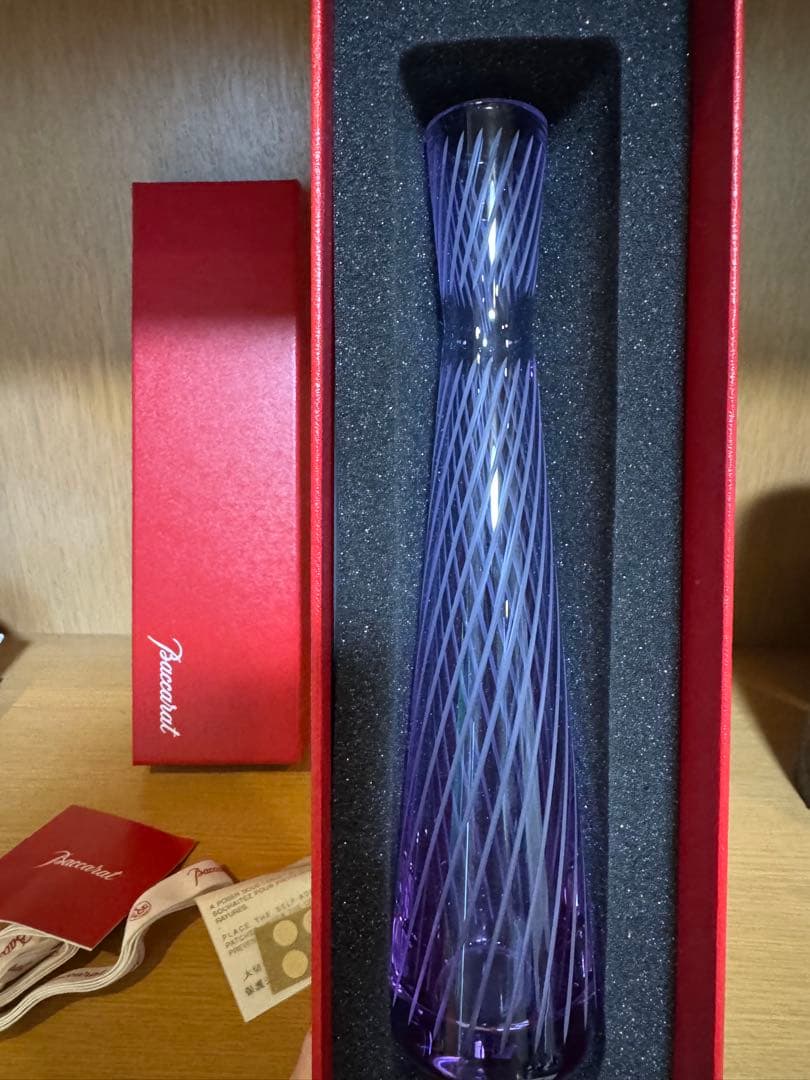 Baccarat 一輪挿し 紫色 ボックス付き