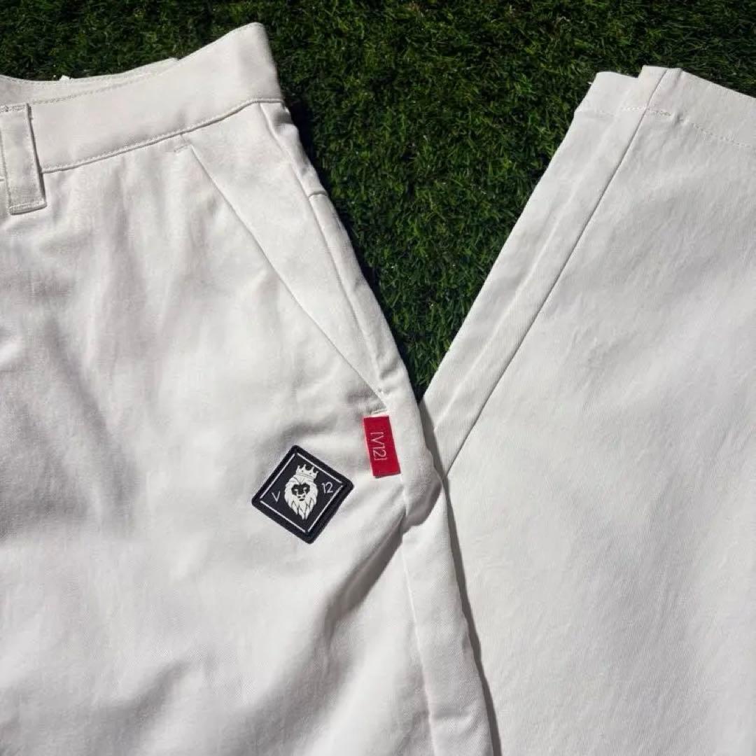 【XLサイズ】新品タグ付き V12 BACK LOGO PANTS 白 ゴルフ
