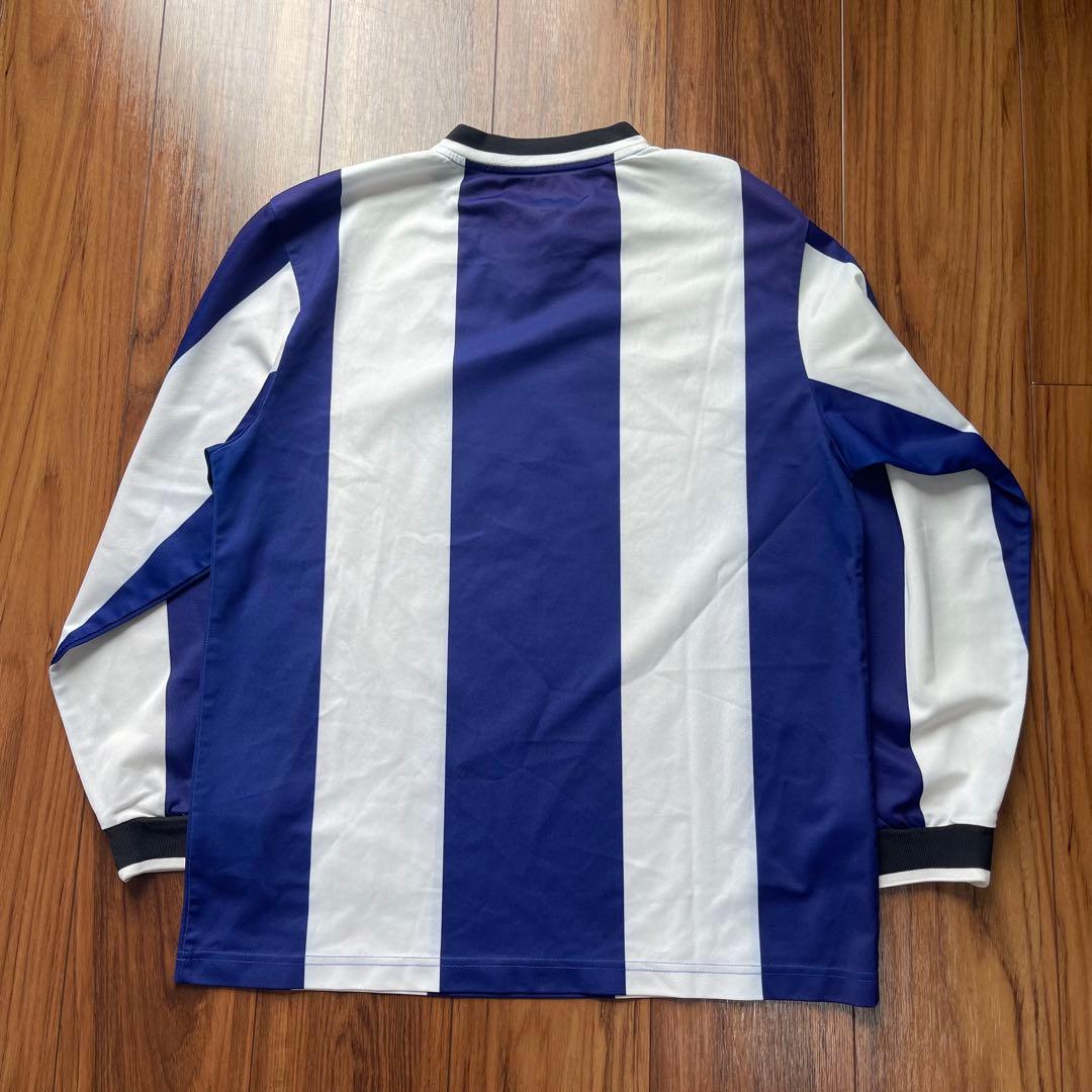00s NIKE ゲームシャツ 長袖 L 白青 サッカー ナイキ