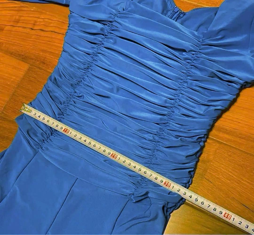 社交ダンス　ワンピース　ドレス　ロイヤル　ブルー　ストレッチ　パーティー　練習着