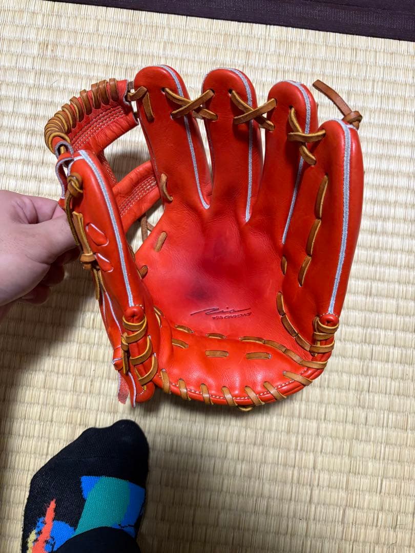 オレンジ レザー 硬式野球グローブ