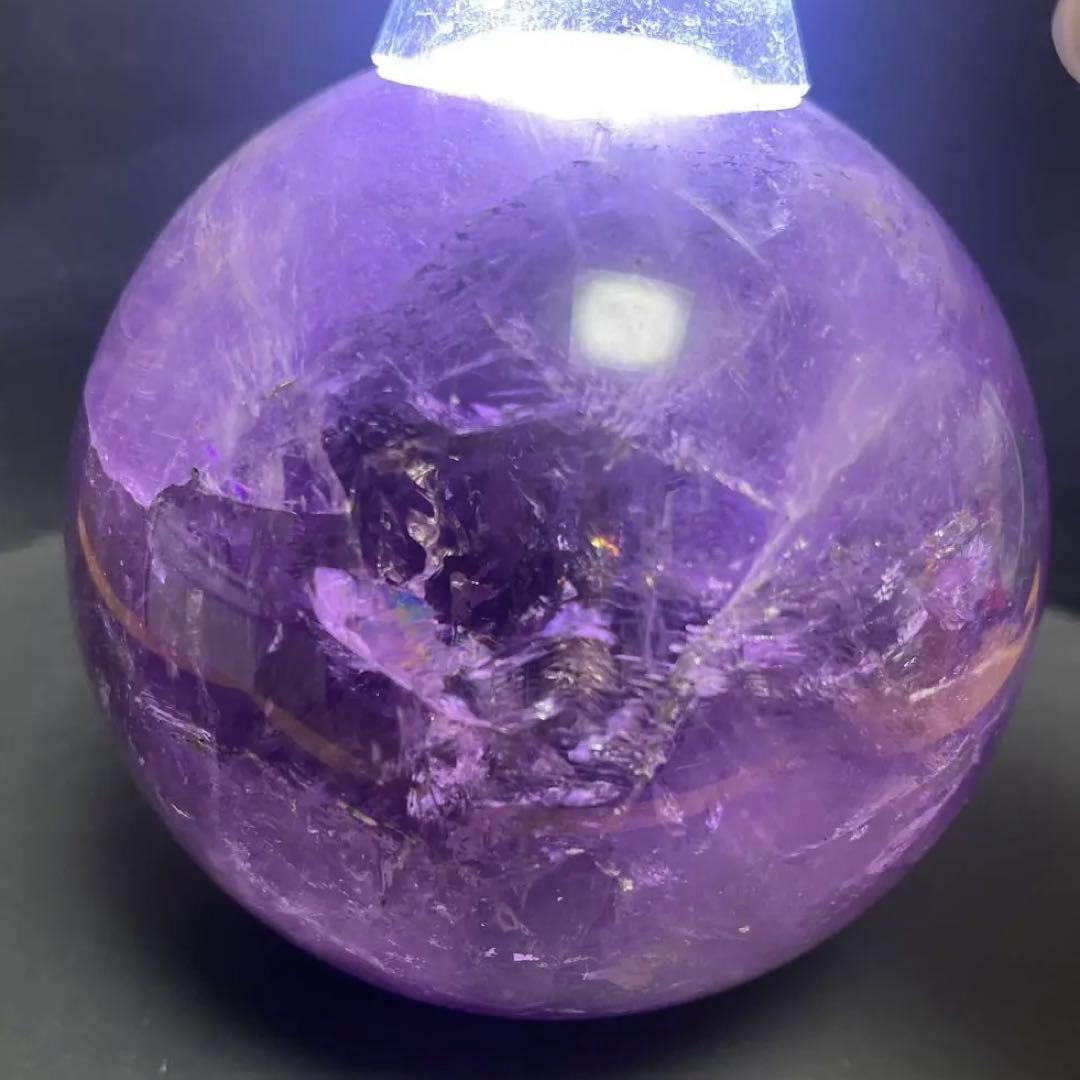 逸品大宝珠アメジスト 紫水晶 レインボー　丸玉 スフィア 天然石 パワーストーン