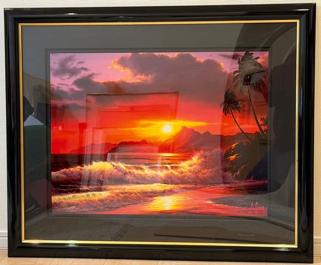 ラッセン Lassen「琥珀の夜明け」海景画 版画 額装 インテリア #264