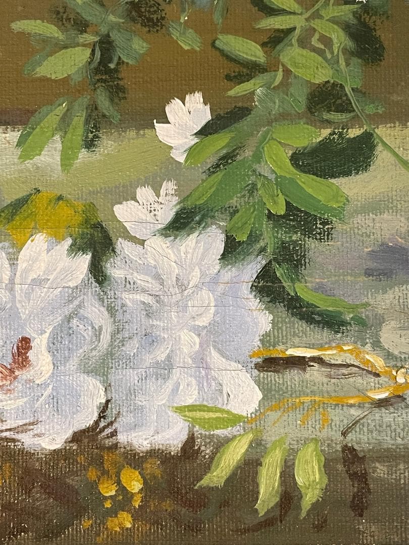 「模写」作者不明『春の花束』静物画　油彩画　額装　サイン有り　F6号