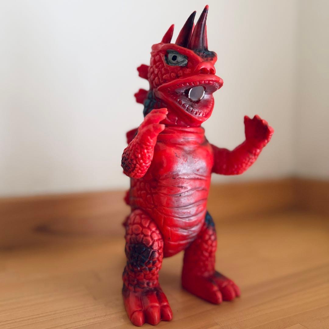 【無版権】六本角 火吹き怪獣 ソフビ 当時物 26002