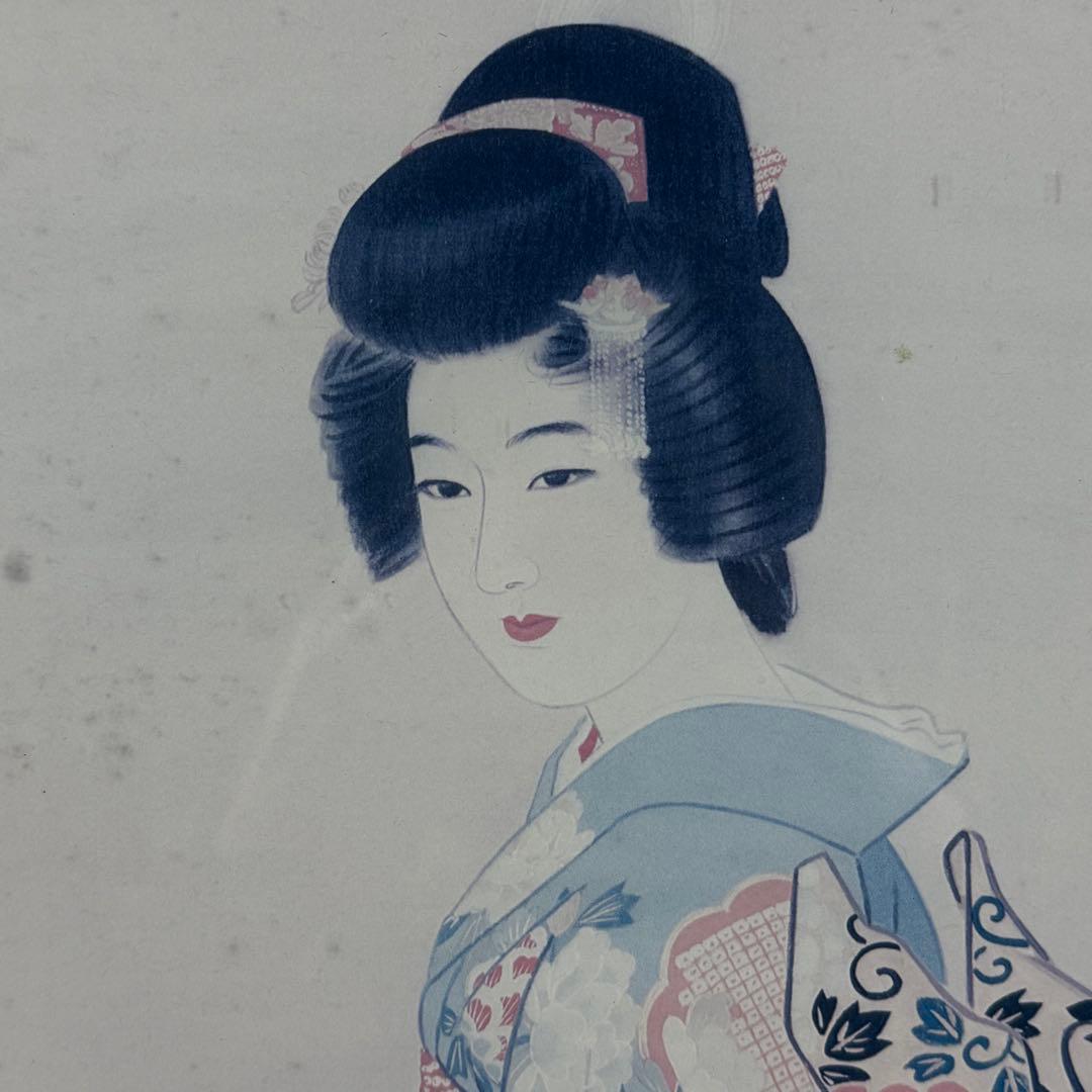 H12 伊藤深水 「麗人」 色紙絵 美人画 浮世絵