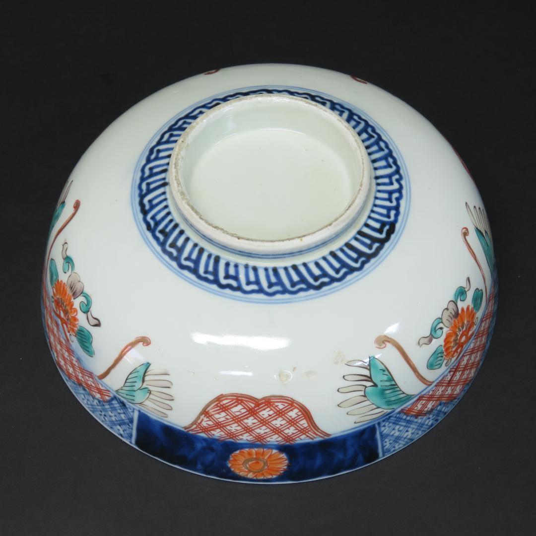⭕411 古伊万里 色絵錦手 三ツ鉢 菓子鉢 花鳥文 明治時代