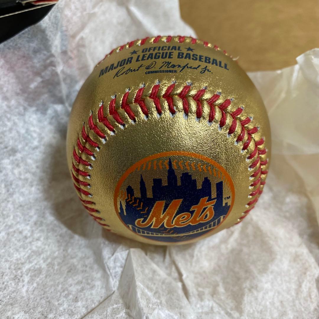 ニューヨークメッツ ゴールドレザー野球記念ボール Rawlingsローリングス