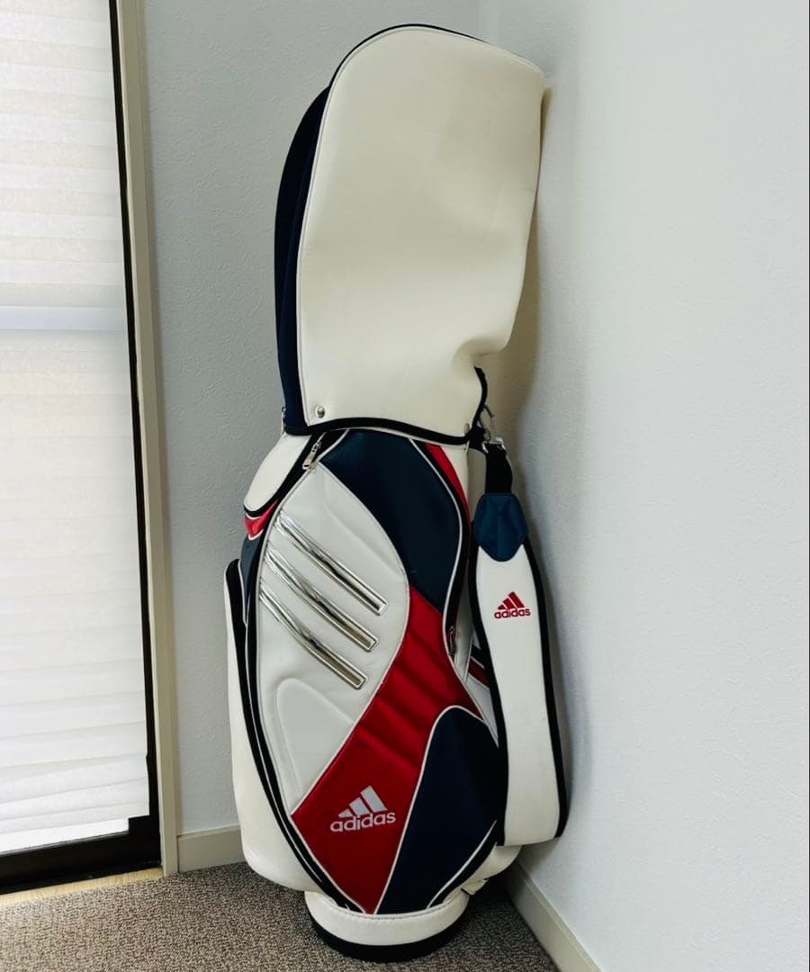 RE！【美品】adidas ☆ キャディバッグ ホワイト レッド ネイビー