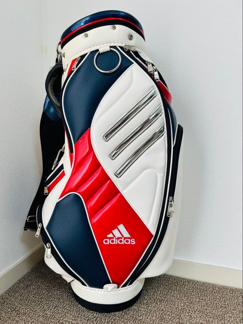 RE！【美品】adidas ☆ キャディバッグ ホワイト レッド ネイビー