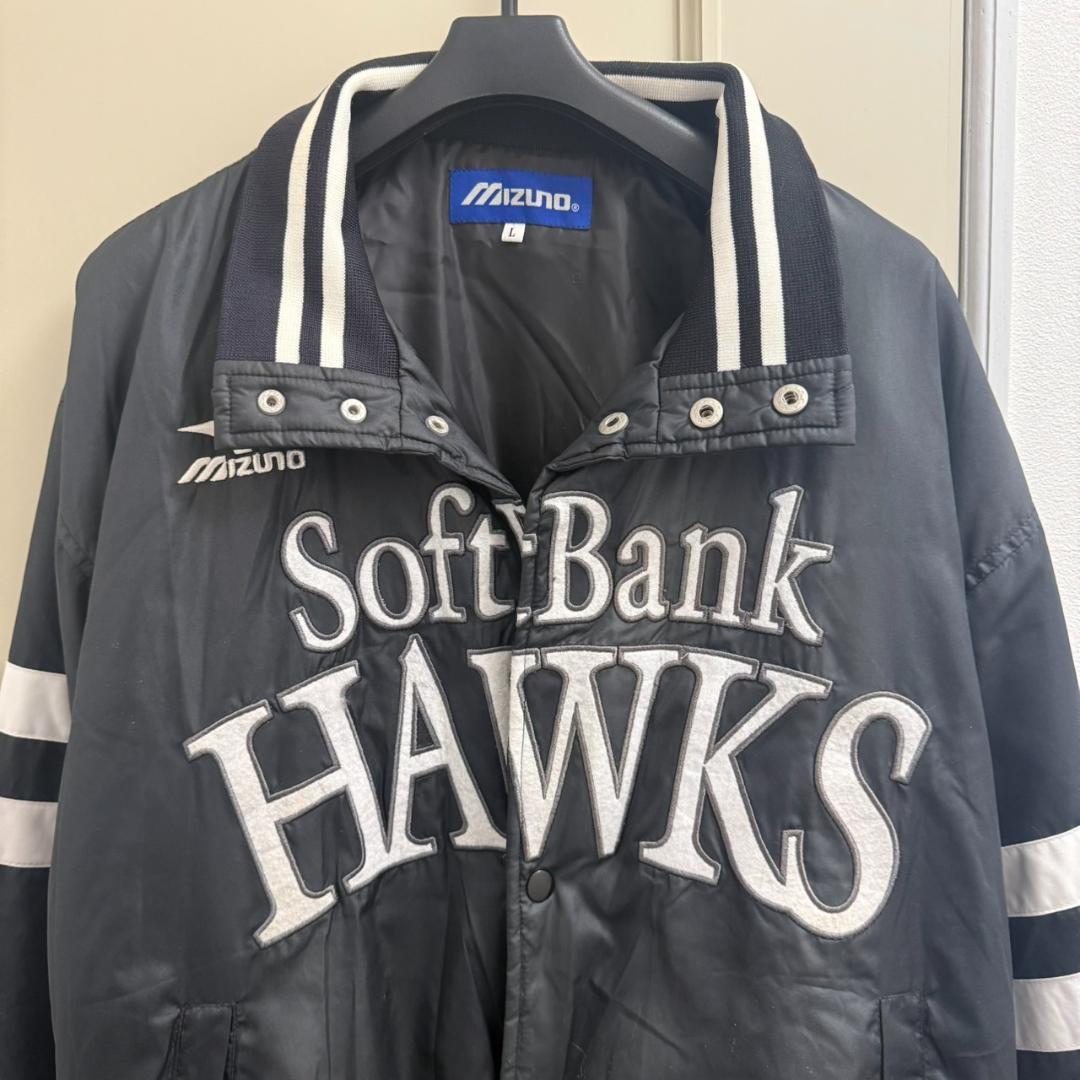 ミズノ製福岡ソフトバンクホークスHAWKS/中綿グランドコートジャケット/コーチ