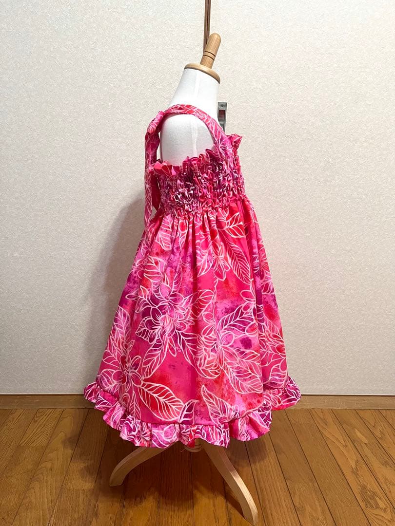 ケイキ ワンピース ドレス チェリーピンク×プルメリア 130
