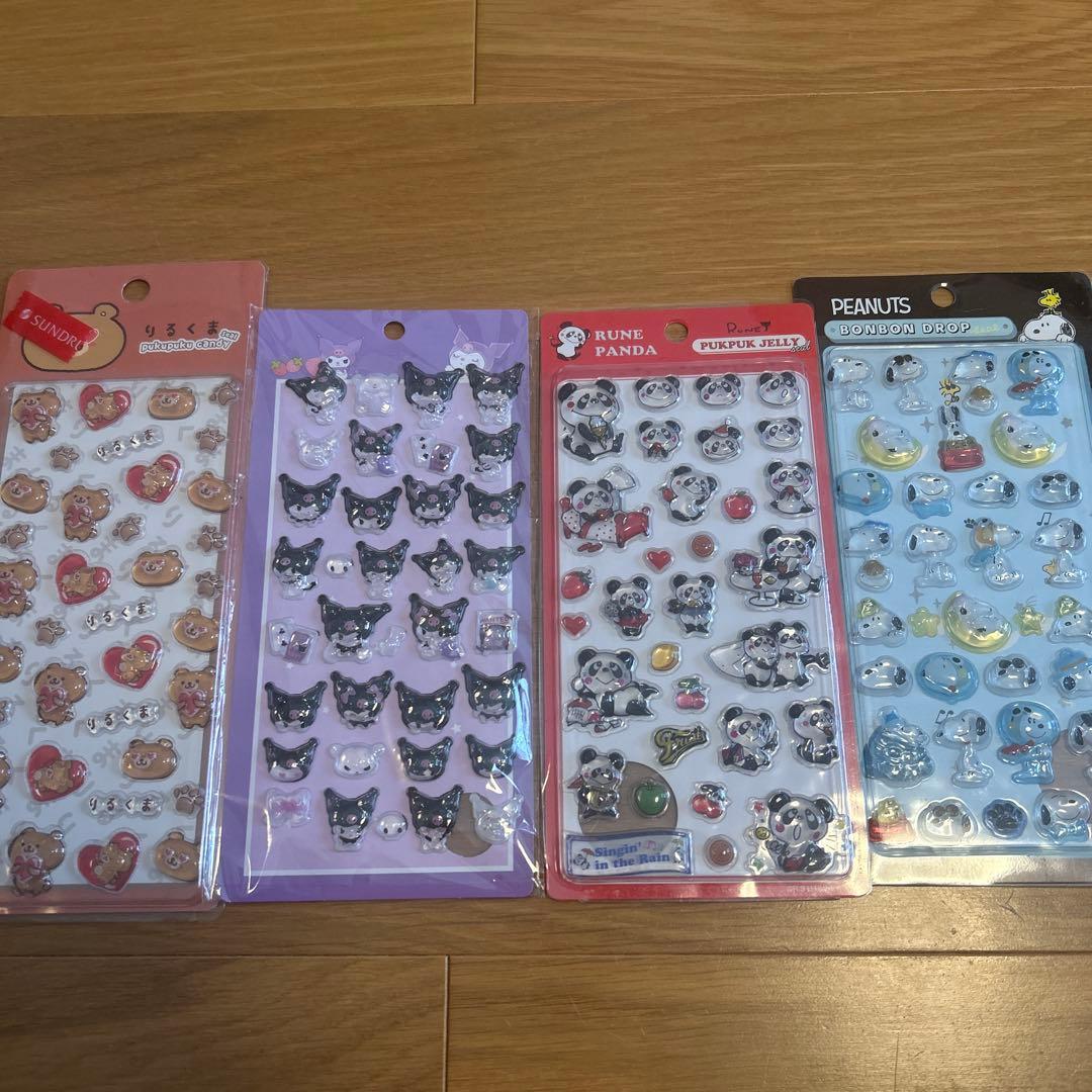 正規品ボンボンドロップシール和柄ディズニースヌーピーラブブ立体シール12枚セット