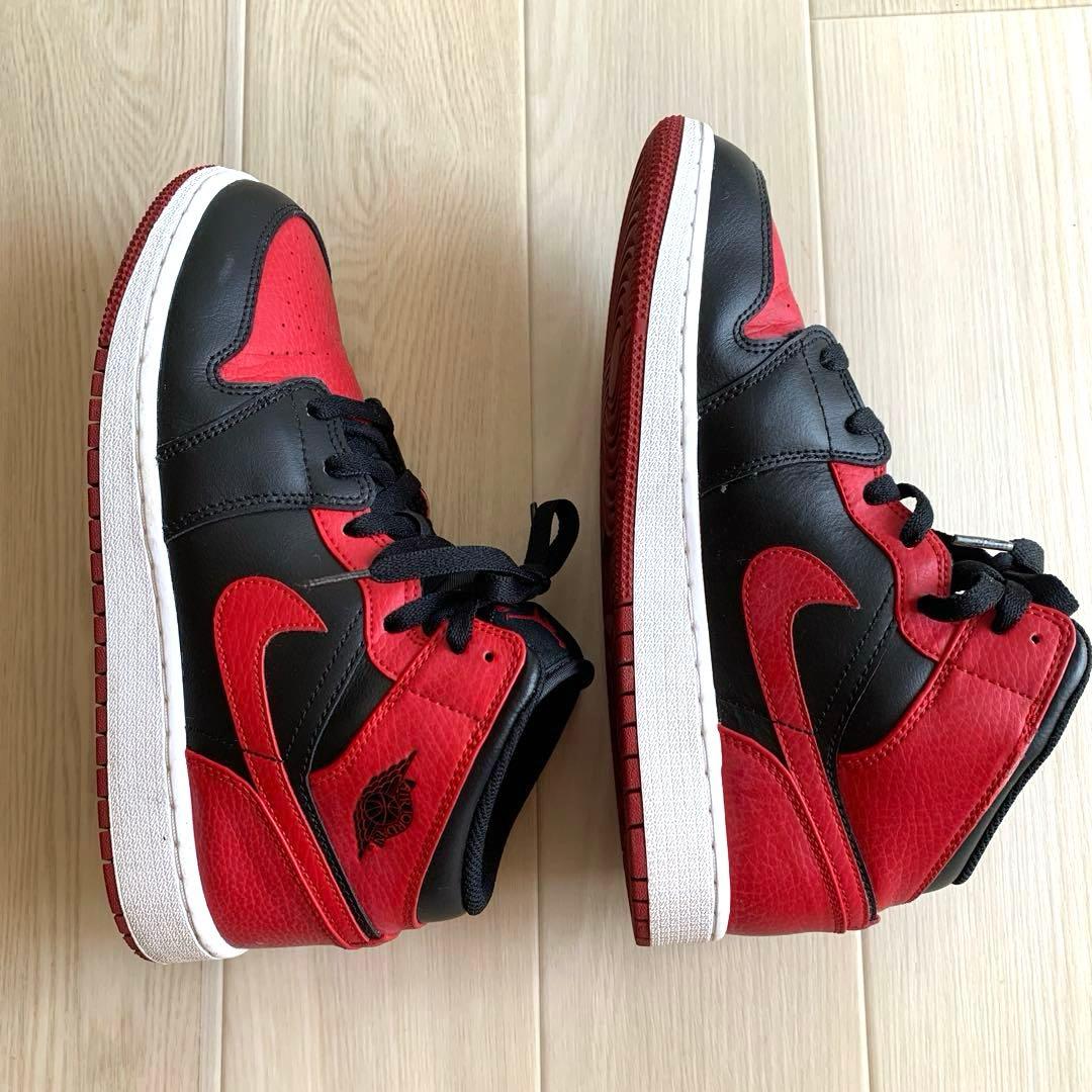 ナイキAir Jordan 1 MID ブレッド赤黒　NIKEエアージョーダン
