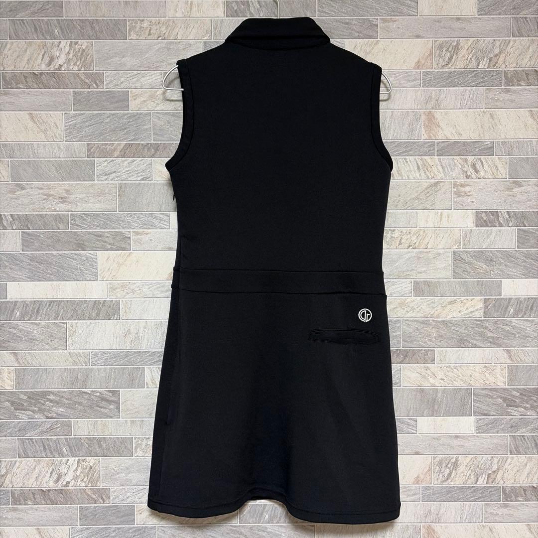 CPG GOLF ノースリーブストレッチポロワンピ ブラック レディース L