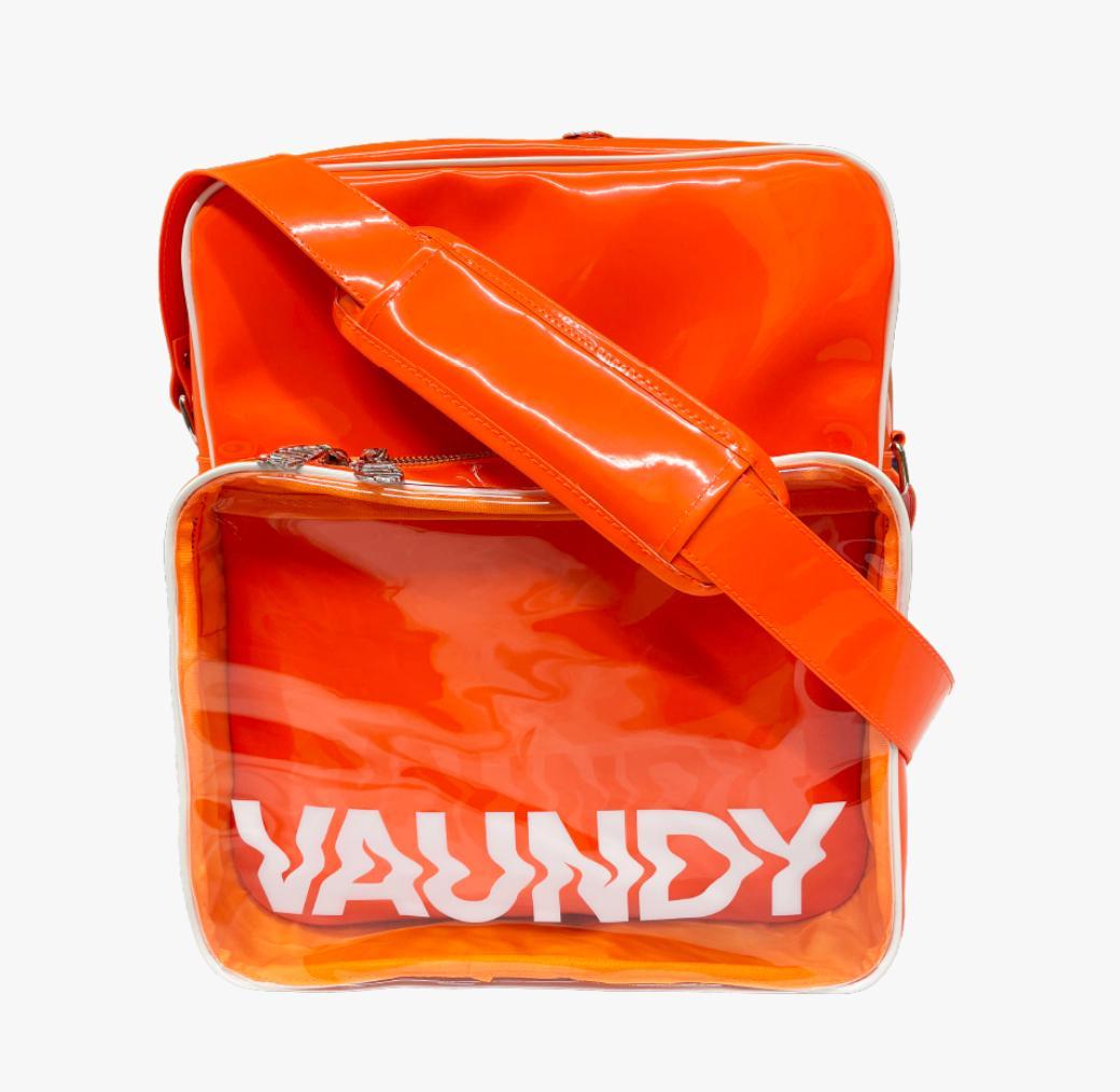 VAUNDY オレンジバッグ 透明ポケット付き