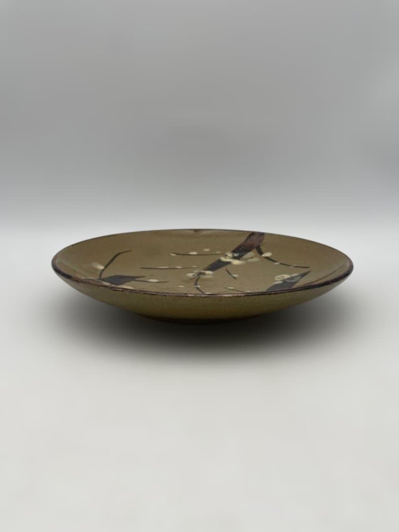 鳥取民藝　牛ノ戸焼　梅の花　皿　プレート　陶器　25cm