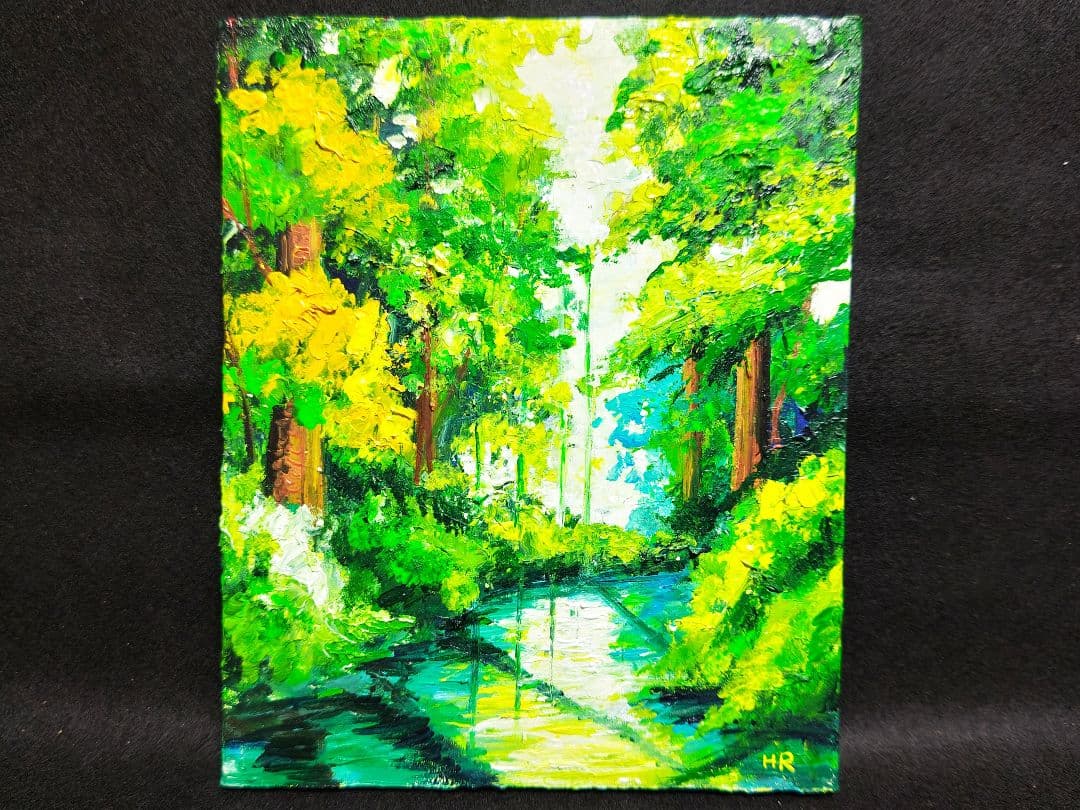 油絵 絵画 【森の湖】