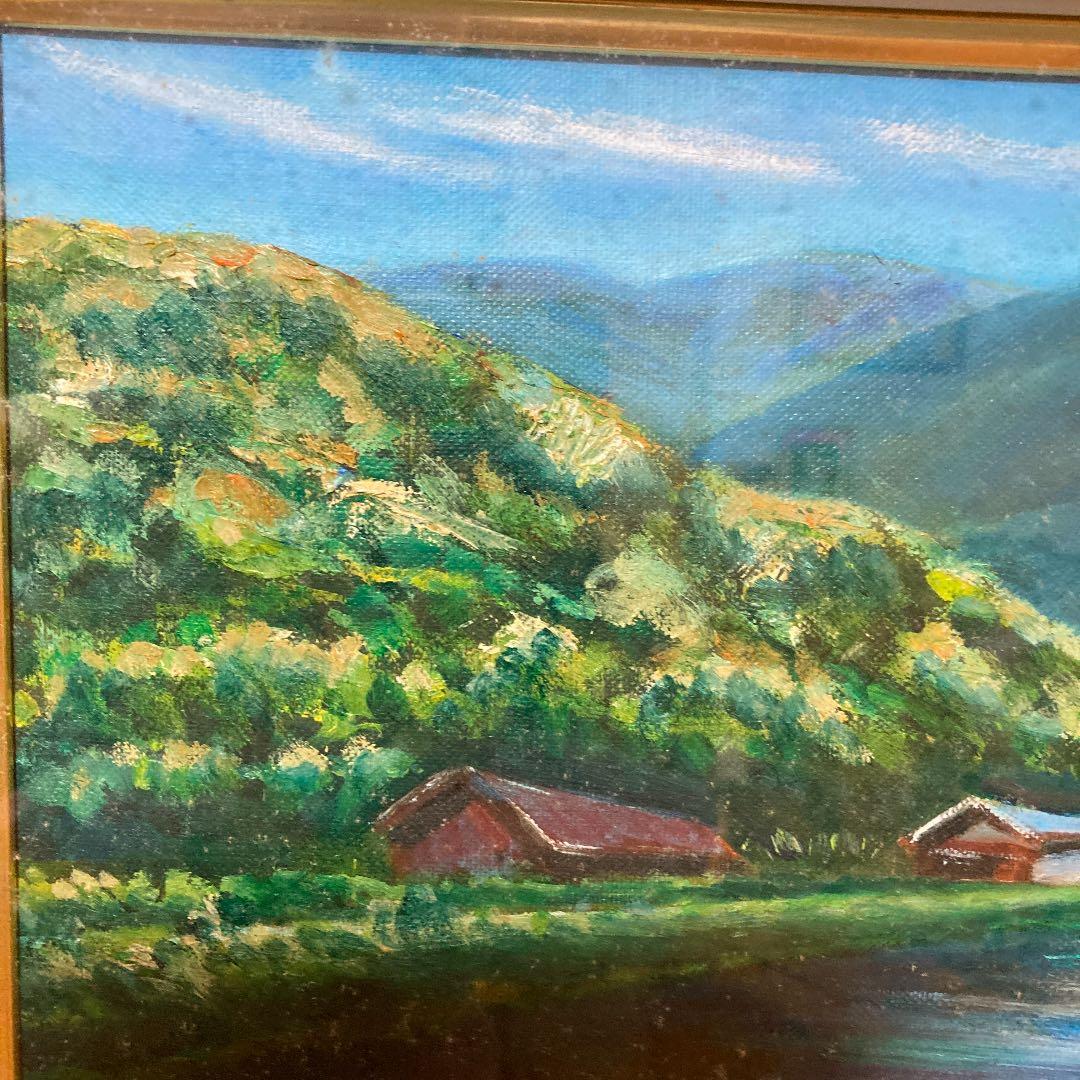 油絵山と川絵画