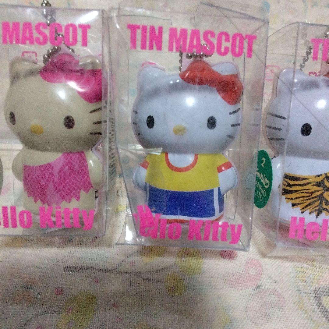 平成レトロ　ハローキティ ブリキマスコットキーホルダー 3点セット