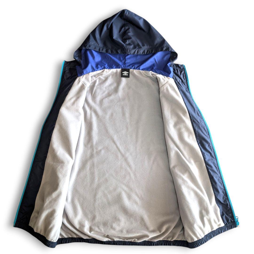 美品 アンブロ 裏起毛 ウィンドブレーカー セットアップ M ネイビー