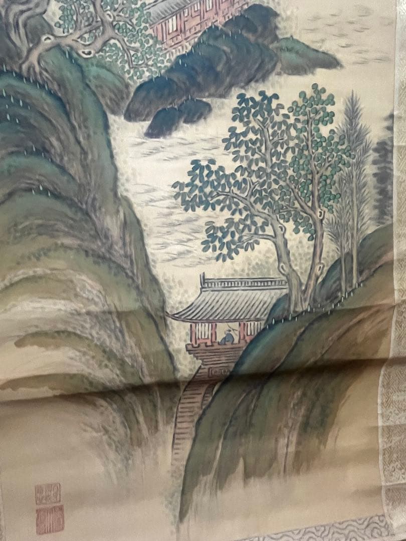 真作 早川柳村 早川於都造 山水図 掛軸 大正