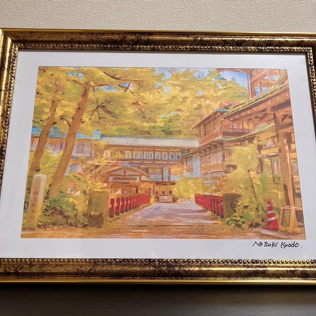 ジブリアート10 千と千尋の神隠しより「積善館」額装品32.7㎝×24.0㎝