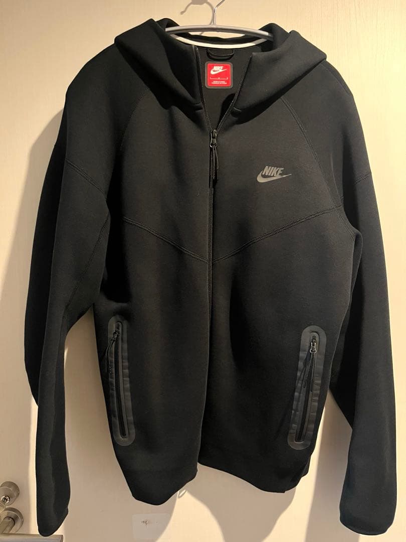 【美品】NIKE テックフリース ジップパーカー スウェット フード　 黒　L