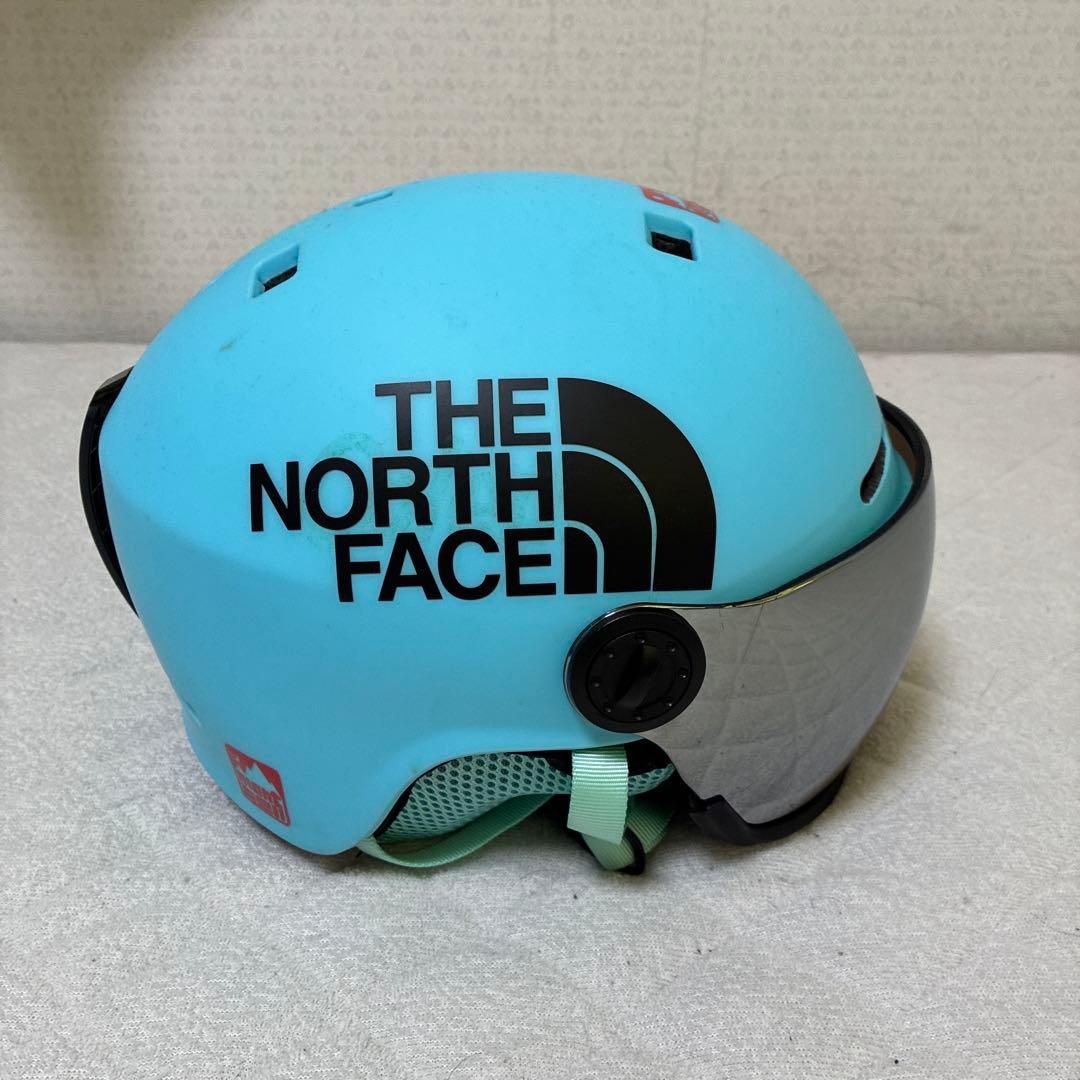 バイザー付きスノーヘルメット　メーカー不明　水色　Lサイズ