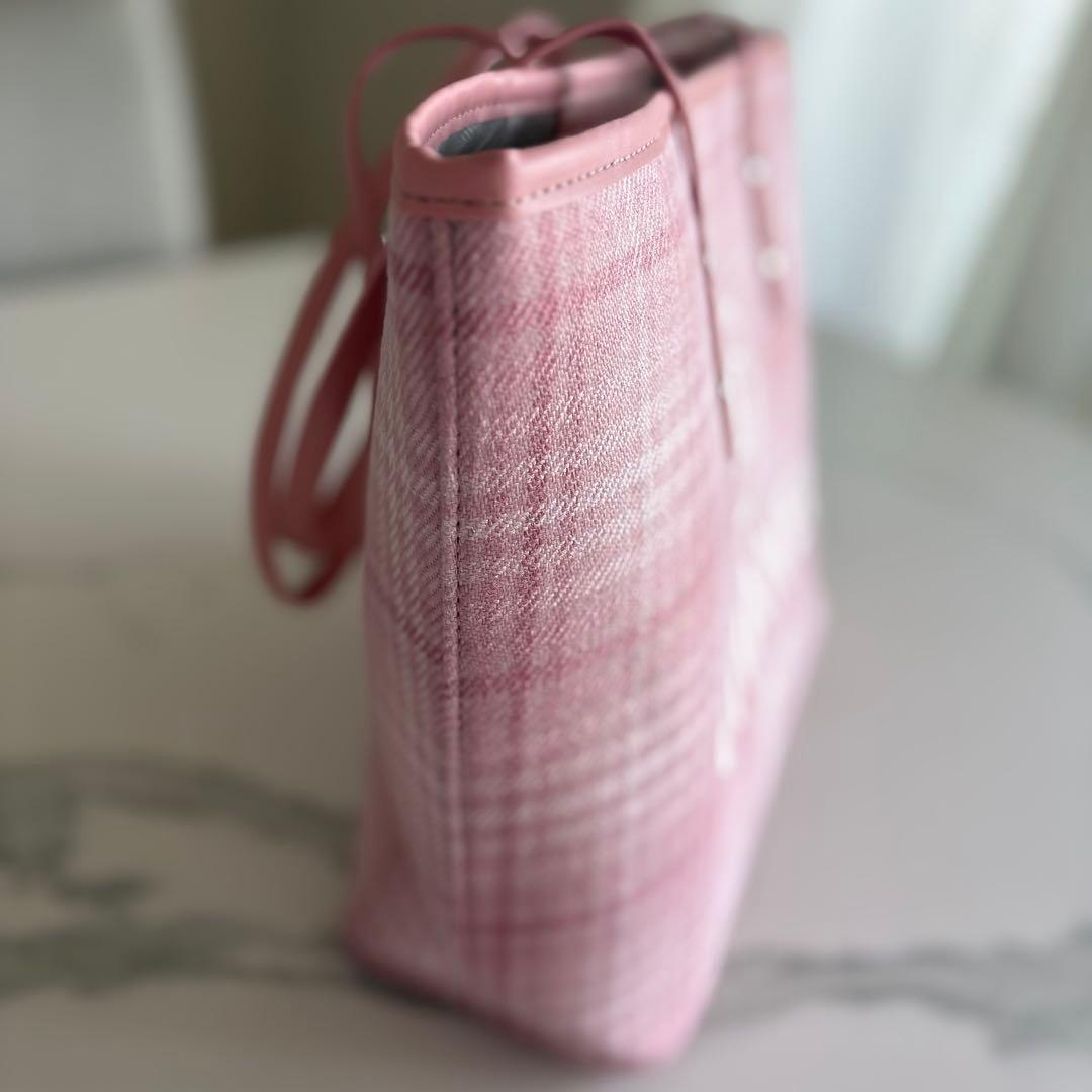 CHANEL ノベルティ トートバッグ ピンク キャンバス生地 チェック柄