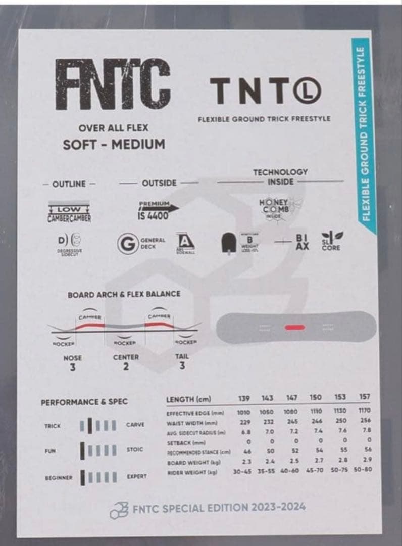 スノーボード FNTC TNTL 153cm Deep Blue