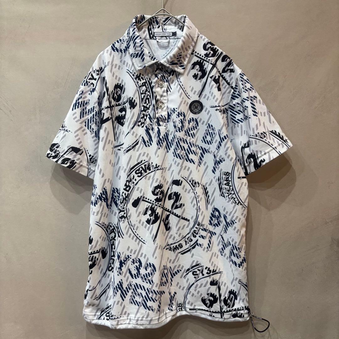 SY32bySWEETYEARS ポロシャツ 総柄 裾ドローコード L