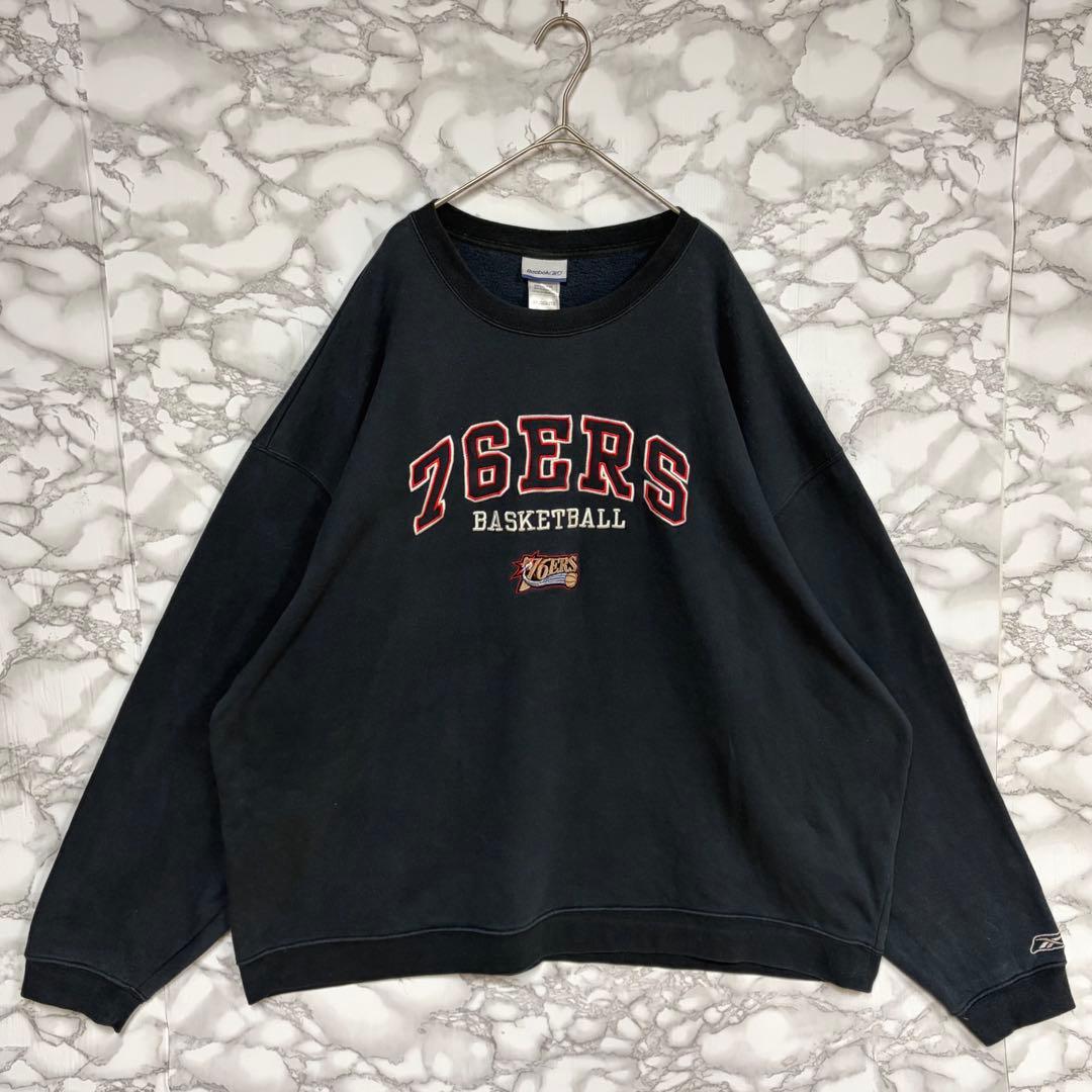 一点物 超ビッグサイズ　Reebok 76ers旧ロゴ刺繍スウェット　ビンテージ