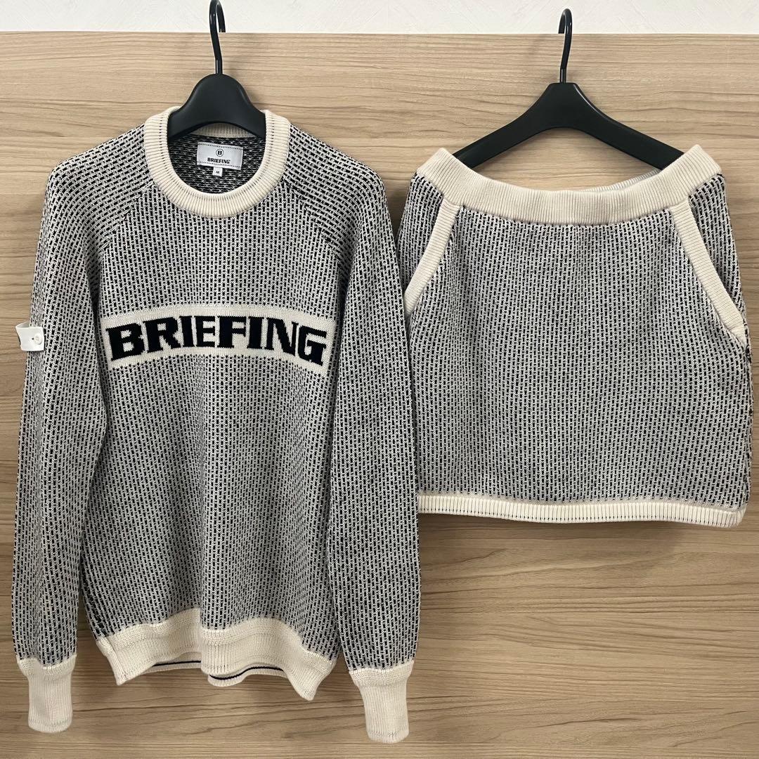 美品★希少完売品 白×黒 BRIEFING メリノウールロゴニットセットアップM