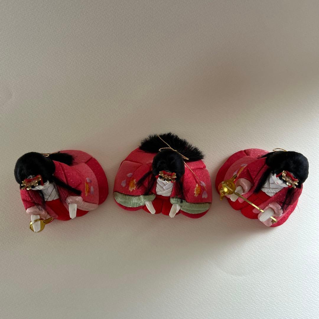 木目込み　雛人形　三人官女　ミニ　刺繍