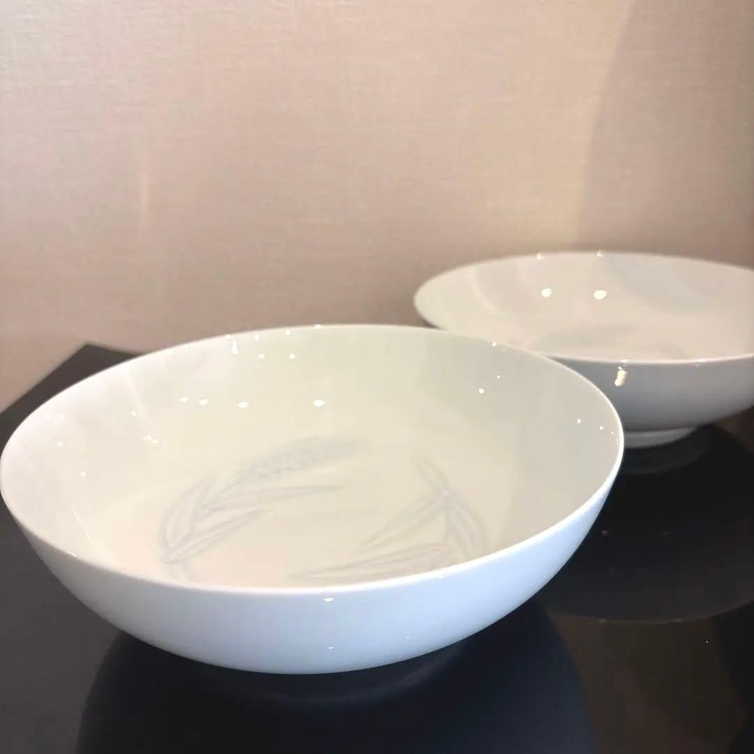 井上萬二　白磁染麦彫文皿　3枚