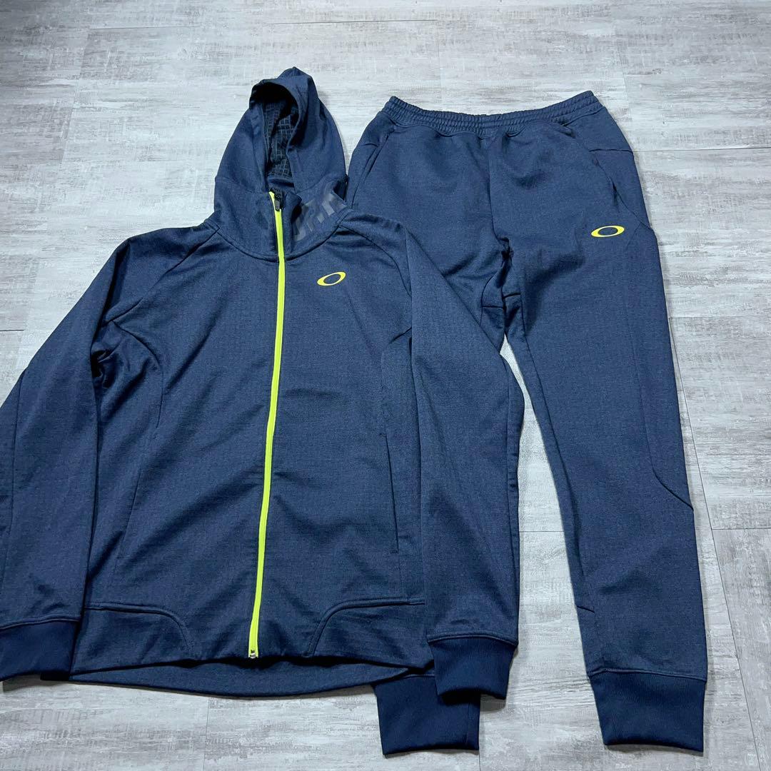 美品 OAKLEY オークリー ジャージ セットアップ 上下 ロゴ ネイビー M