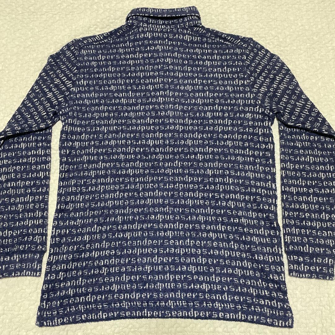 美品 and per se アンパスィ ネイビー 長袖ポロシャツ 総柄 M