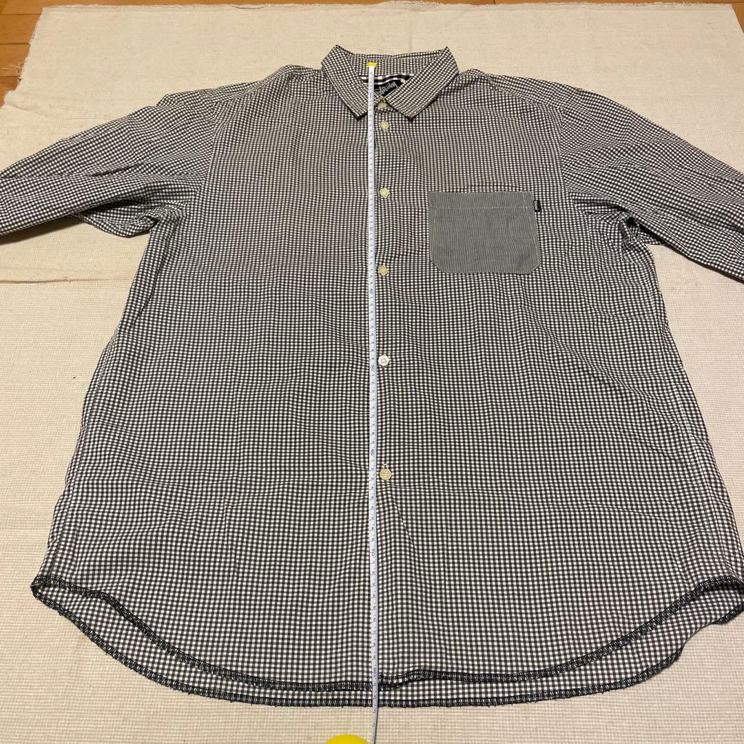 Stüssy ブラック　ホワイト　チェック柄シャツ XL オシャレポケット
