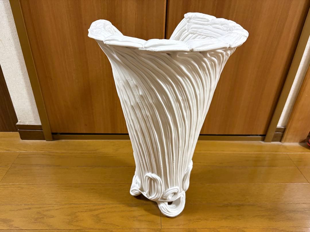 【新品未使用品　最終出品】紲鉢(綱木紋) らせん美　Sスリット　ホワイト